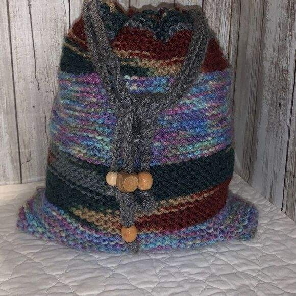 Handmade Colorful Crochet Knit Drawing Handbag - Picture 3 of 16